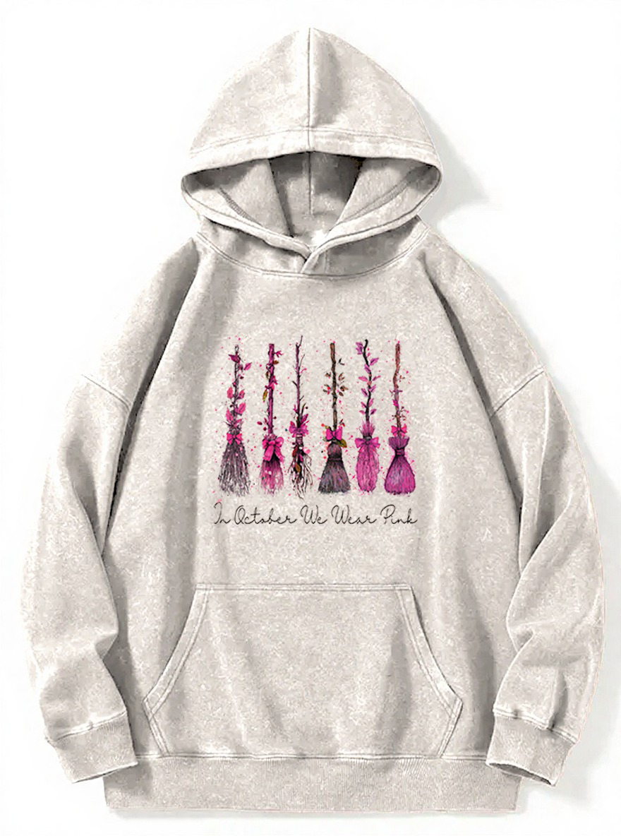Vintage In October We Wear Pink Washed Hoodie