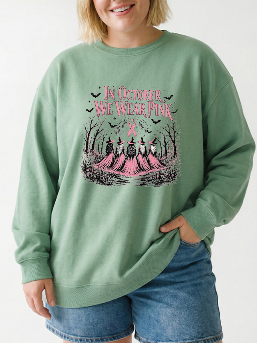 Vintage In October We Wear Pink Graphic Sweatshirt