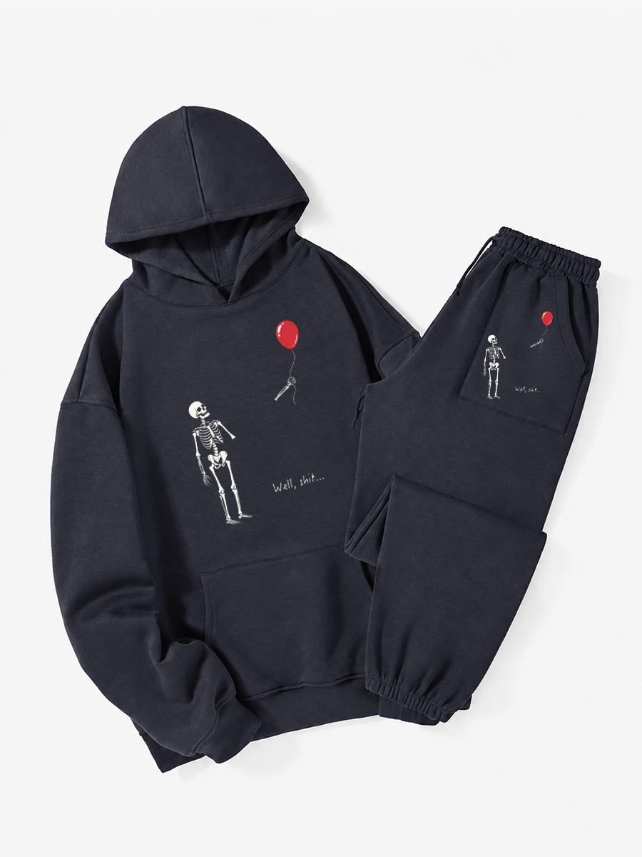 Vintage Skeleton Lost Balloon Hoodie Suit