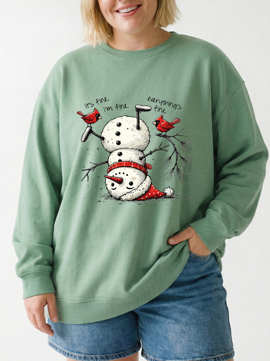 It'S Fine I'M Fine Everything Is Fine Snowman Graphic Sweatshirt