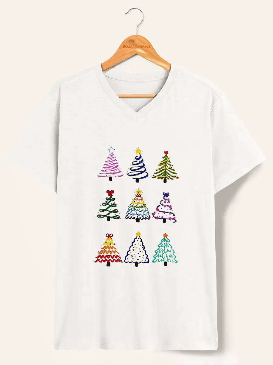 Vintage Christmas Tree V-Neck Tee