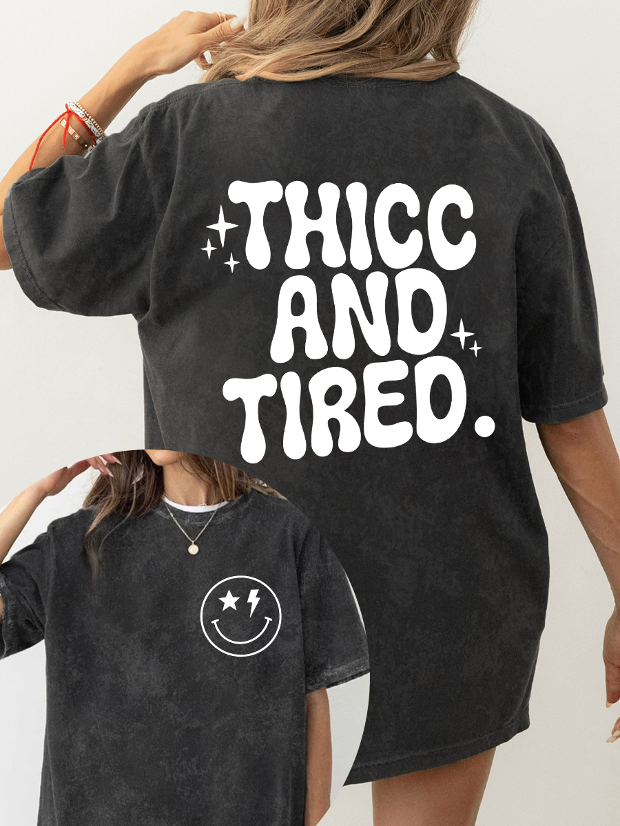 Vintage Thicc And Tired Washed T-Shirt