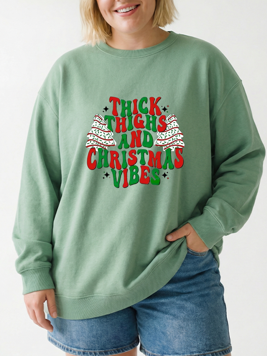 Vintage Thick Thighs And Christmas Vibes Sweatshirt