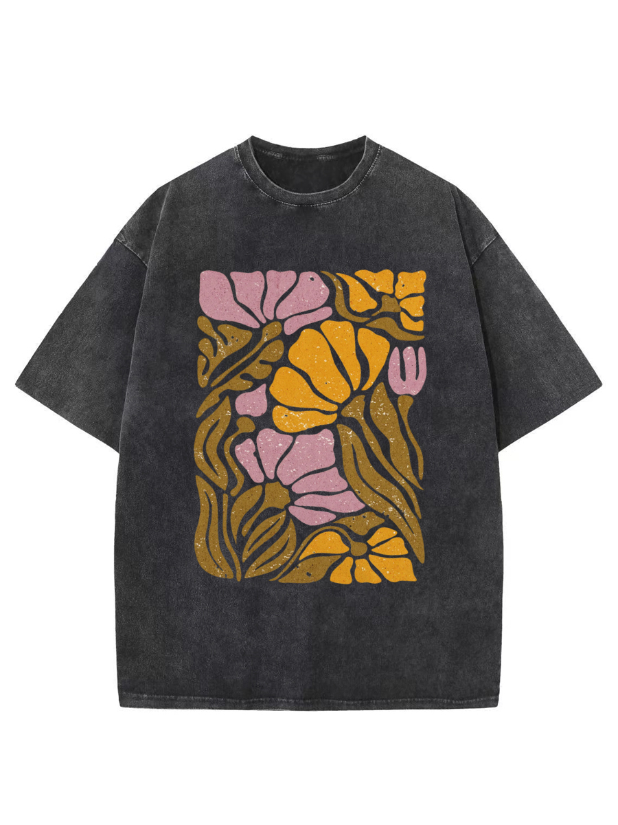 Vintage Boho Flower Washed T-Shirt
