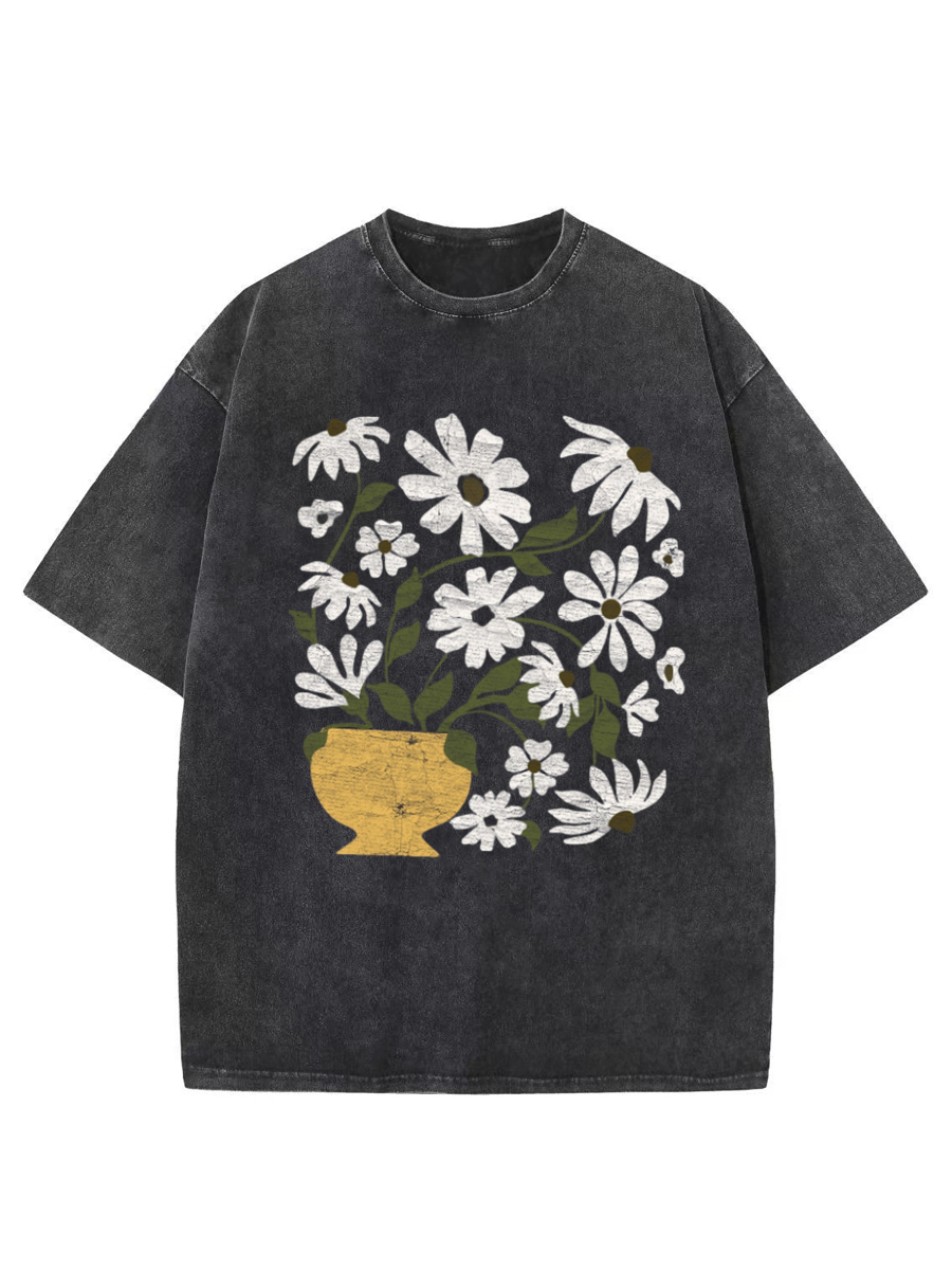 Vintage Daisies Flowers Washed T-Shirt