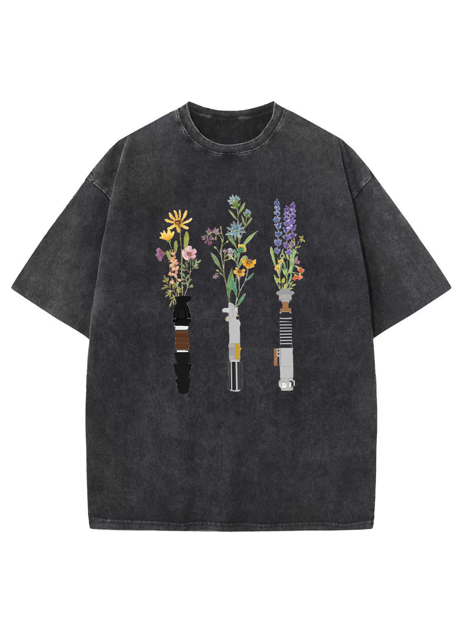 Vintage Floral Lightsaber Washed T-Shirt