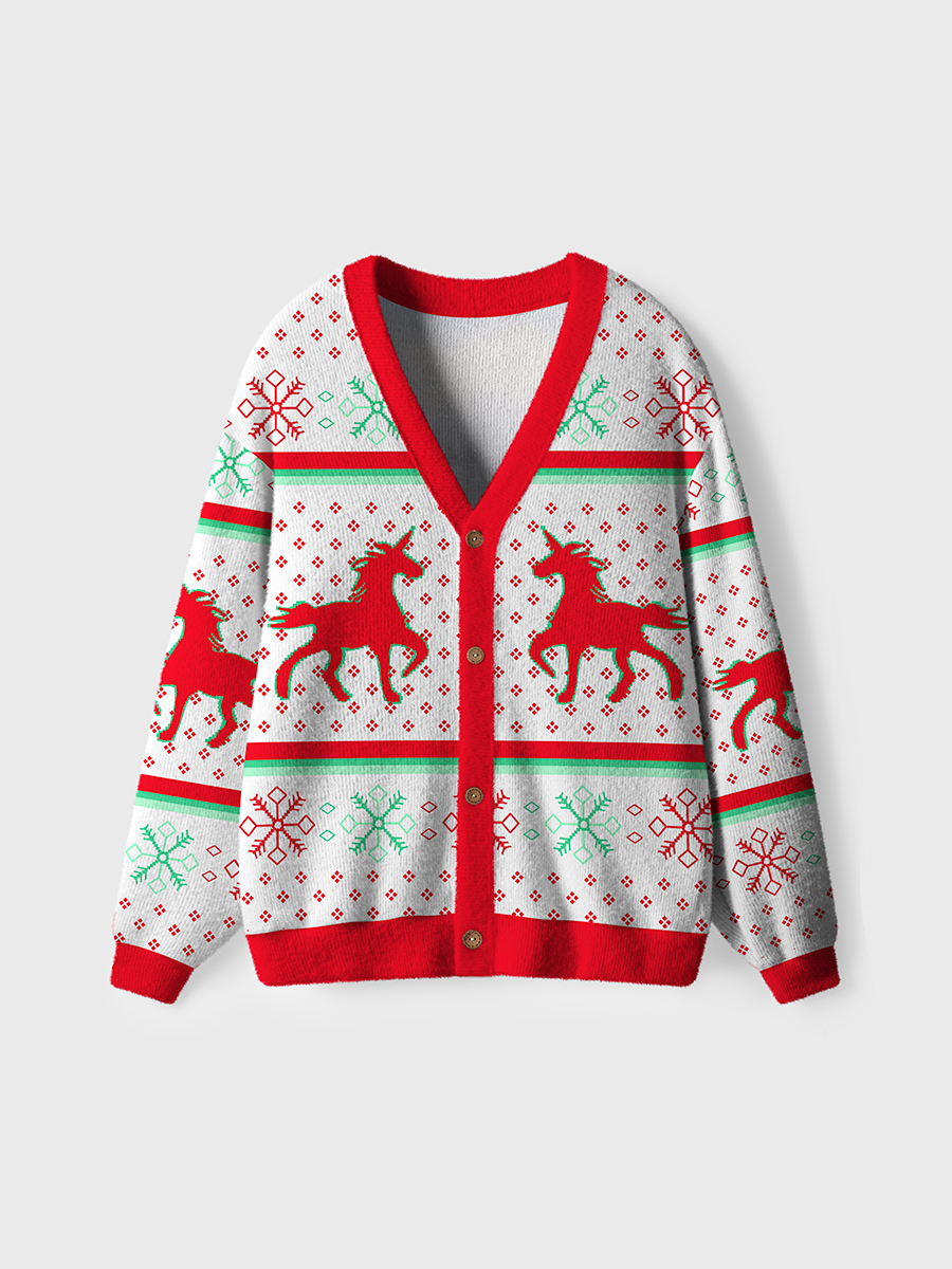Vintage Christmicorn Ugly Cardigan Sweaters