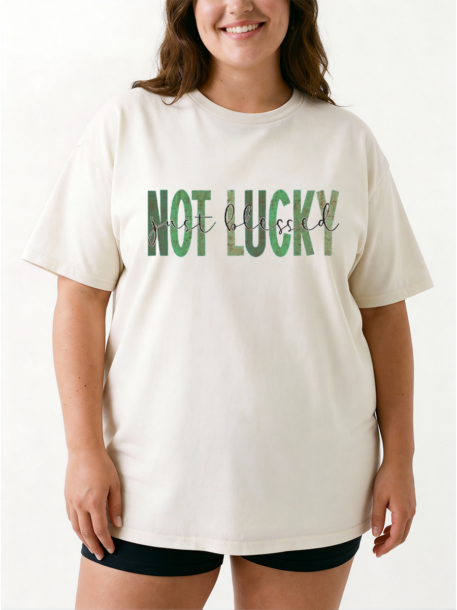 Vintage Not Lucky Just Blessed Oversize Graphic Tee