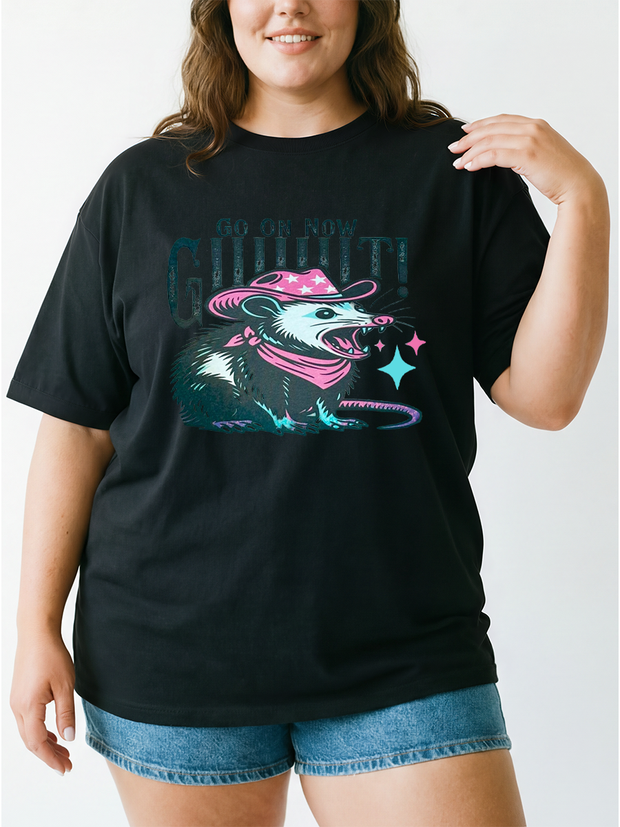 Vintage Go On Now Giiit Mouse Oversize Graphic Tee
