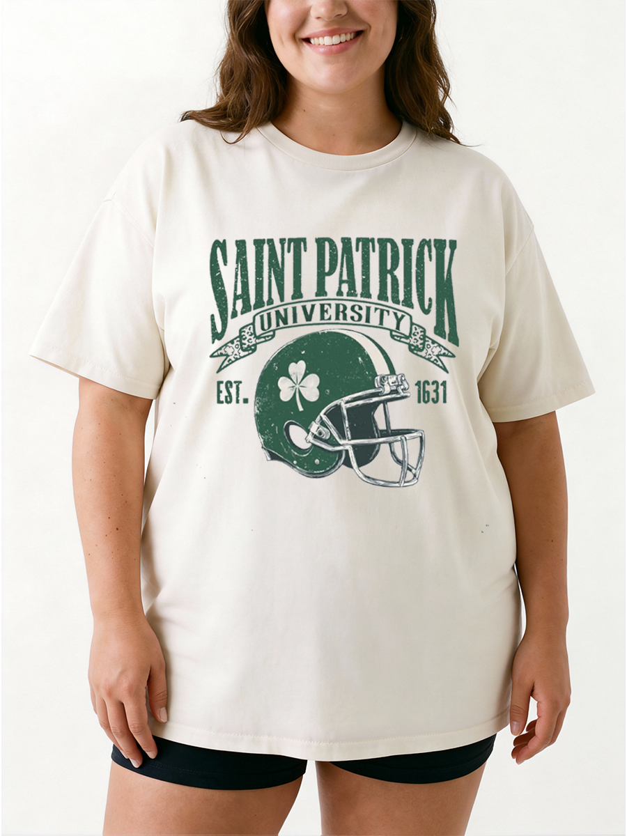Vintage Saint Patrick University Oversize Graphic Tee