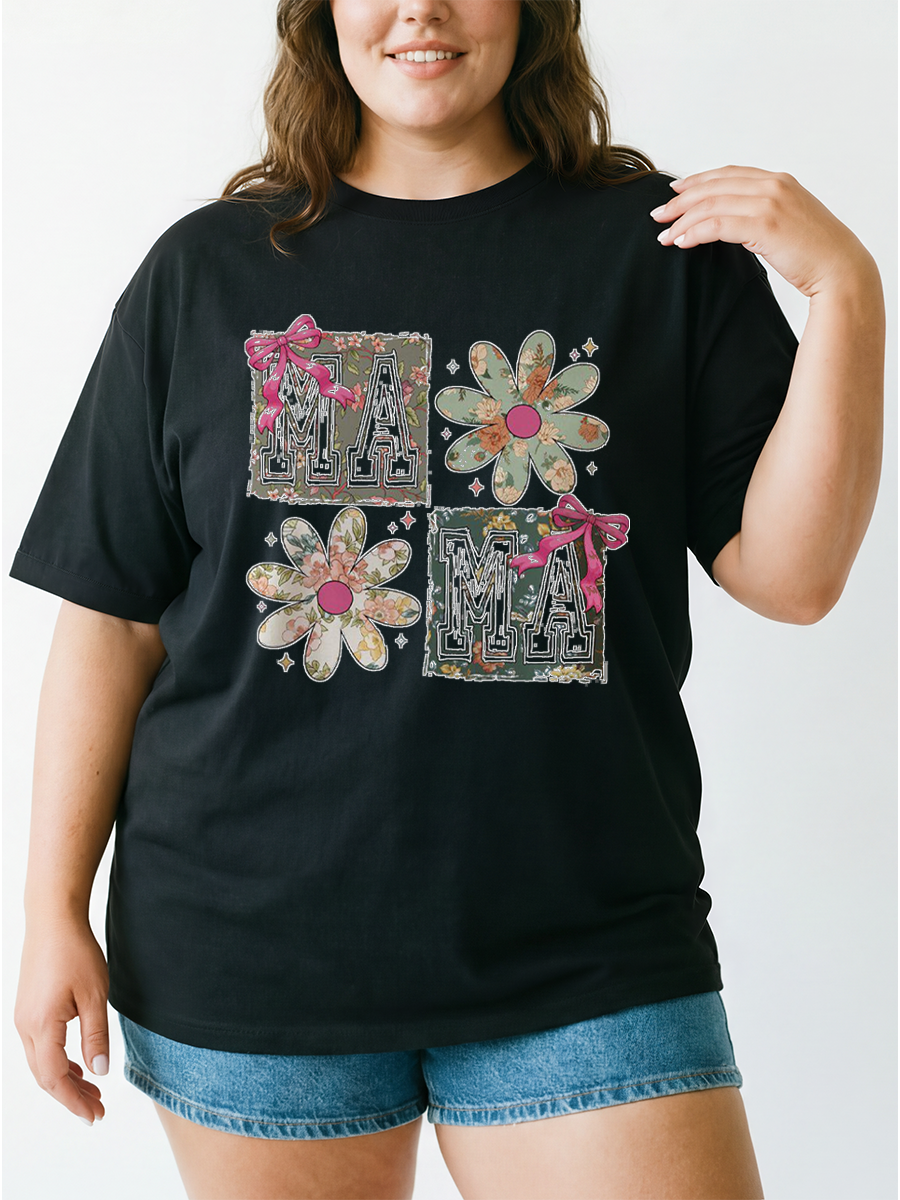 Vintage Floral Mama Coquette Oversize Graphic Tee