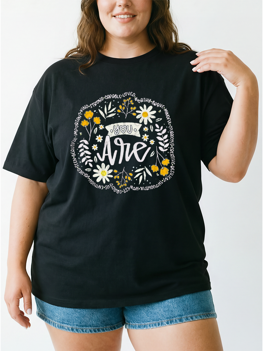 Vintage You Are Floral Oversize Graphic Tee