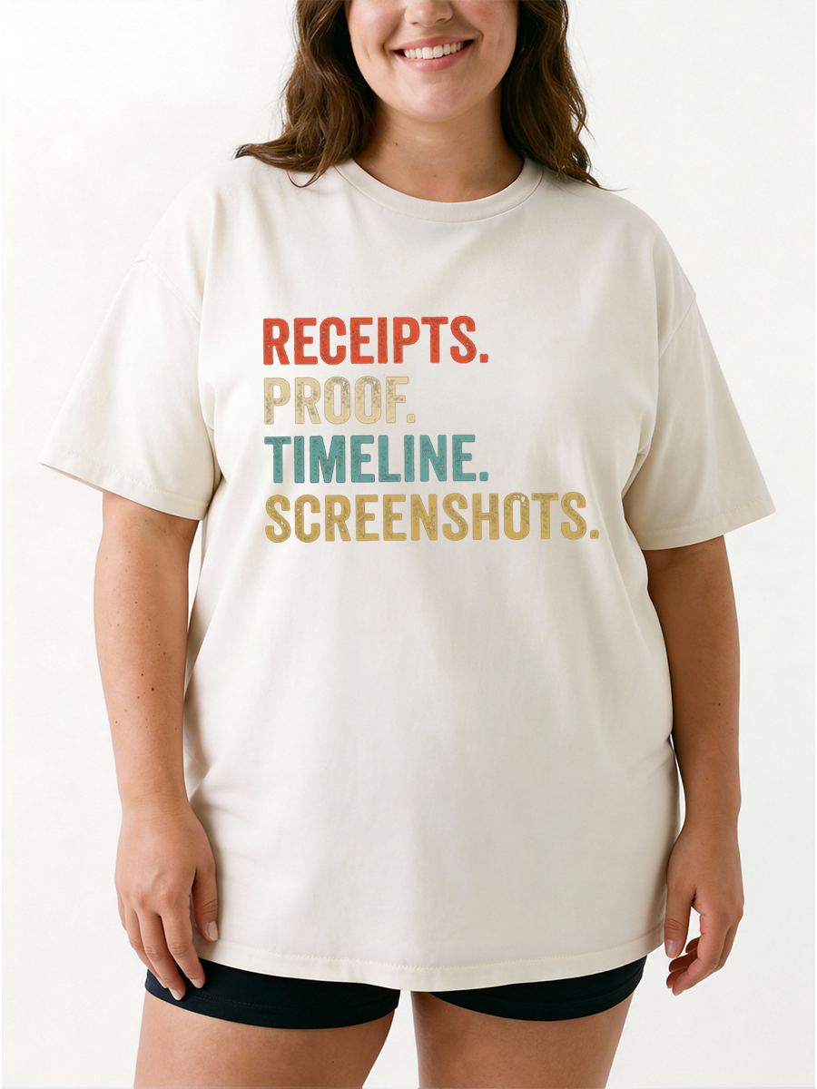 Vintage Receipts. Proof Timeline Screenshots Oversize Graphic Tee