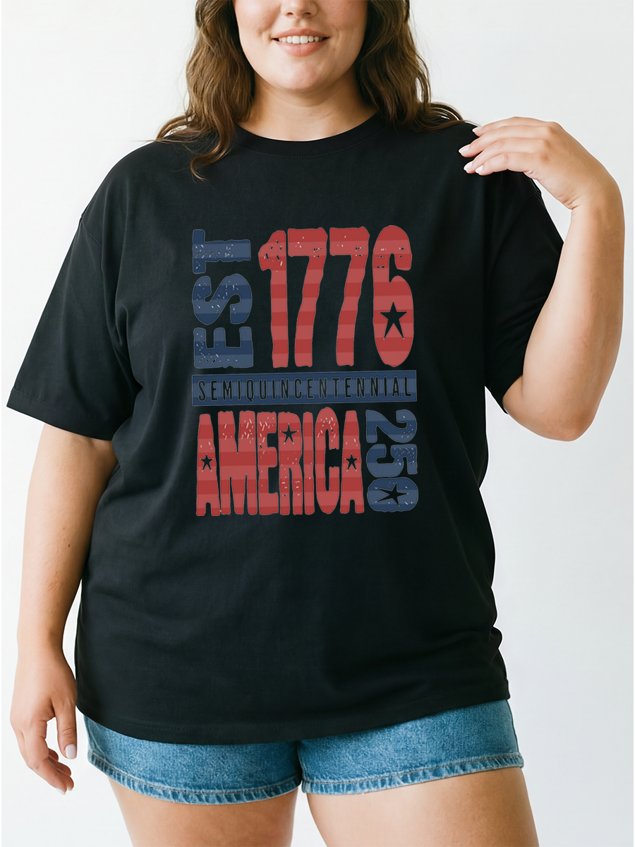 Vintage Est 1776 Semiquincentennial America 250 Oversize Graphic Tee