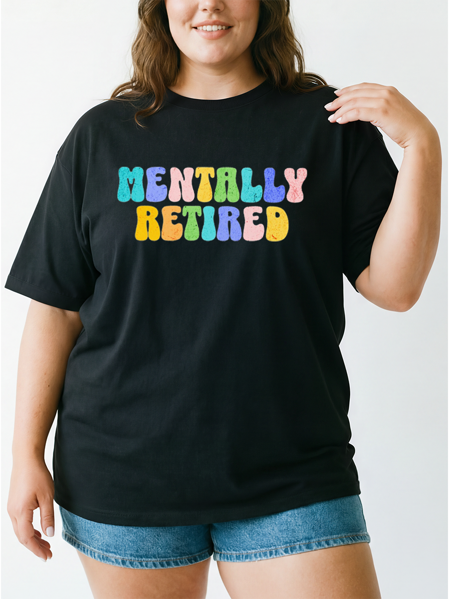 Vintage Mentally Retired Oversize Graphic Tee