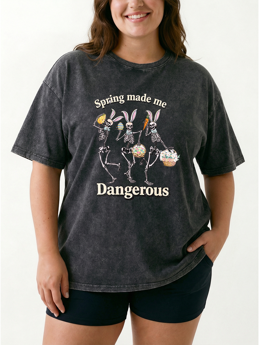 Vintage Spring Made Me Dangerous Washed T-Shirt