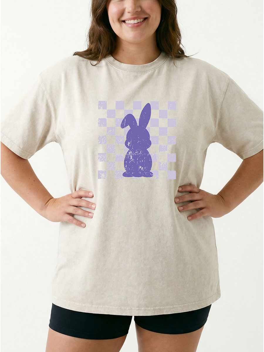 Vintage Retro Easter Bunny Washed T-Shirt