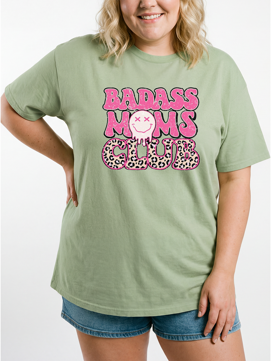 y]Vintage Badass Mom Club Oversize Graphic Tee