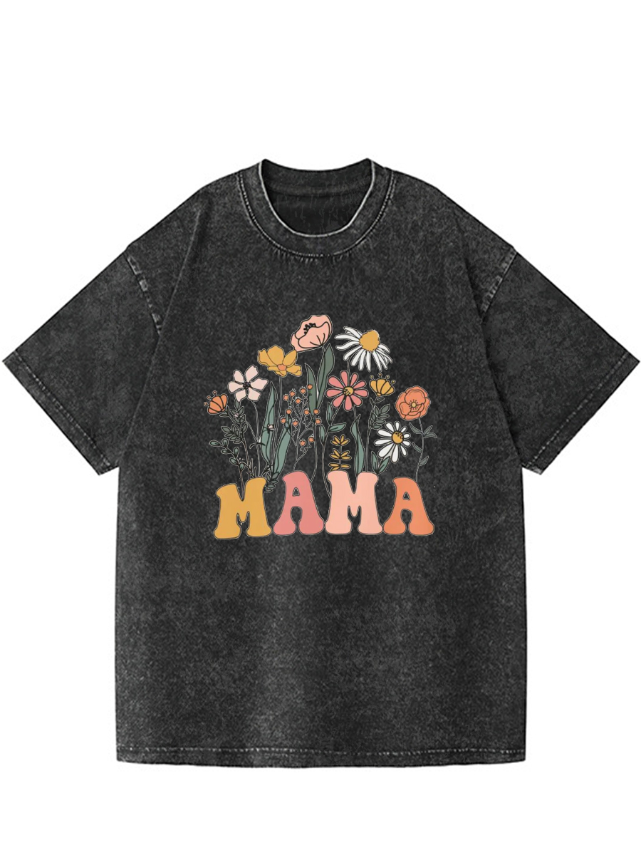 Vintage Mama And Flowers Washed T-Shirt