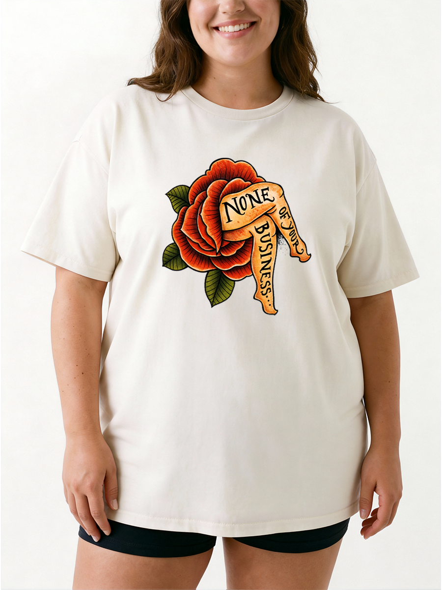 Vintage None Of Your Business Oversize Graphic Tee