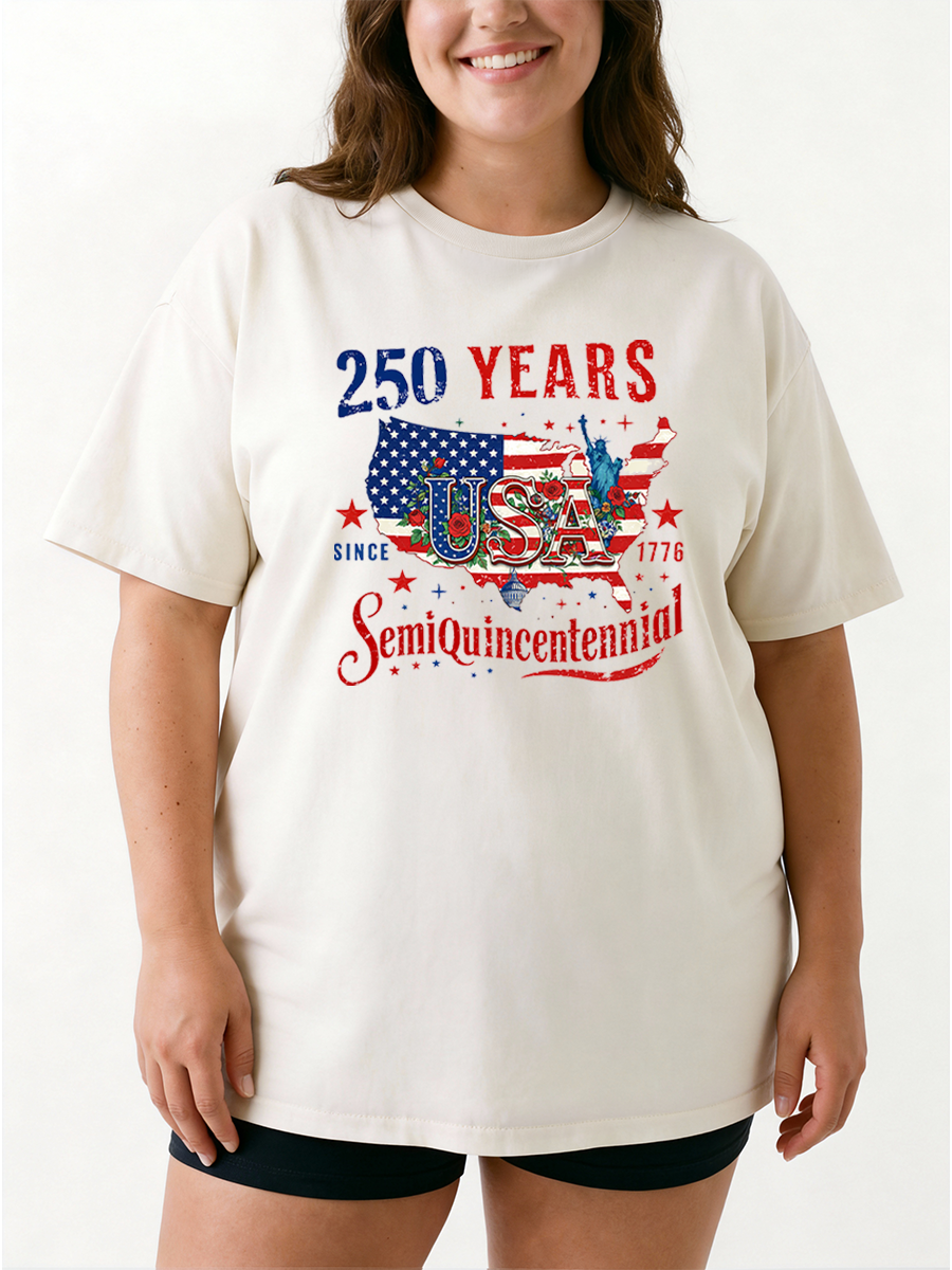 Vintage 4Th July Patriotic 250 Years Semiquincentennial Celebration Oversize Graphic Tee