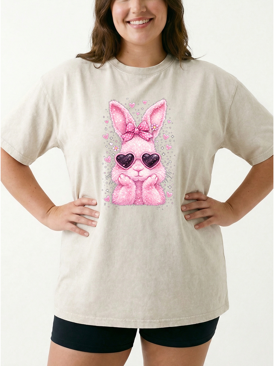 Vintage Cute Easter Bunny Washed T-Shirt