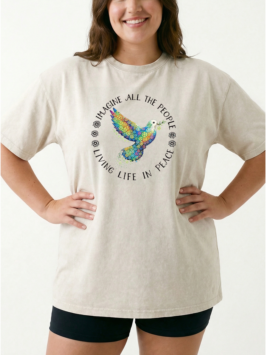 Vintage Imagine Peace Dove Washed T-Shirt