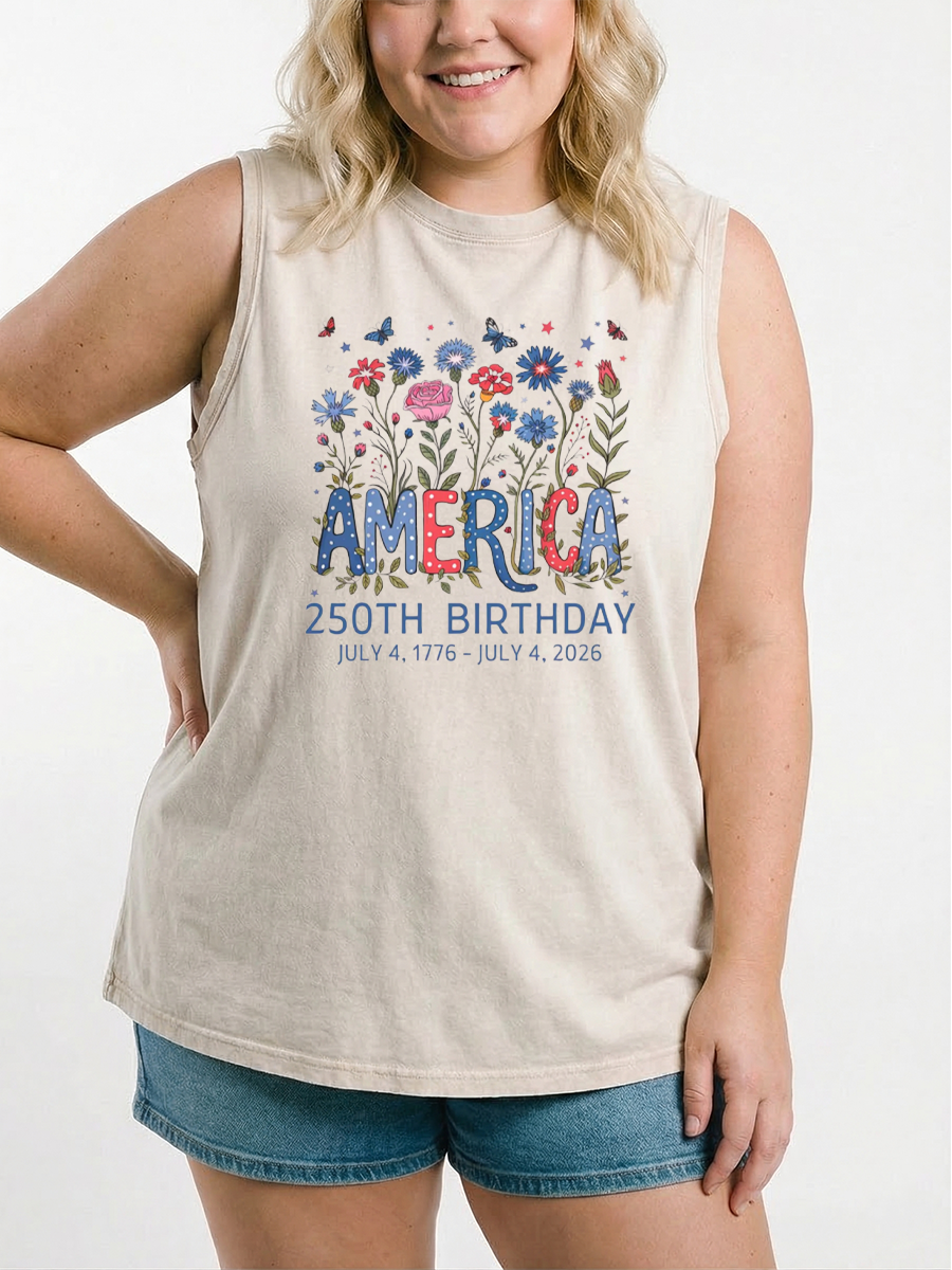 Vintage Floral Usa 250 Years Washed Tank