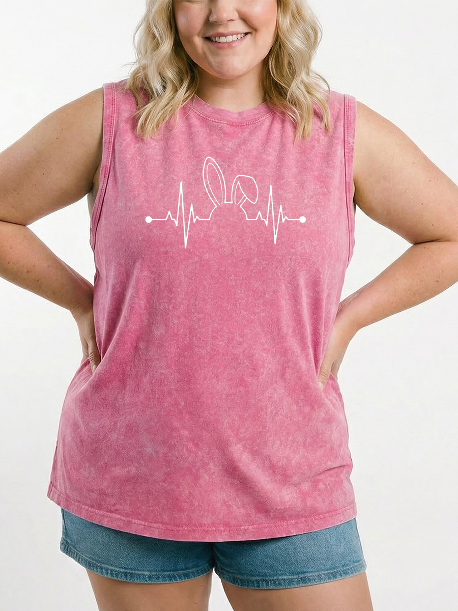 Vintage Rabbit Heartbeat Washed Tank