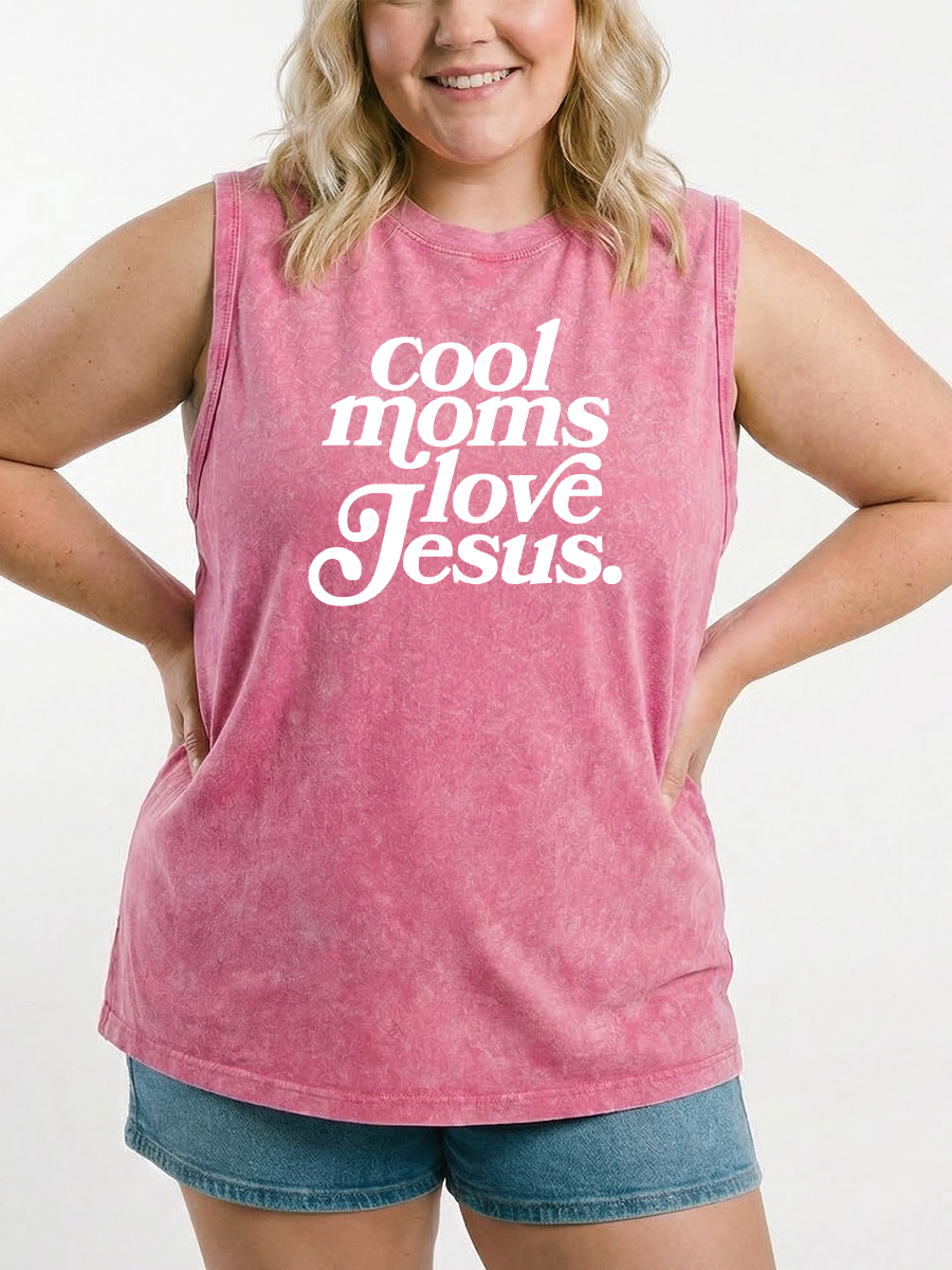 Vintage Cool Moms Love Jesus Washed Tank