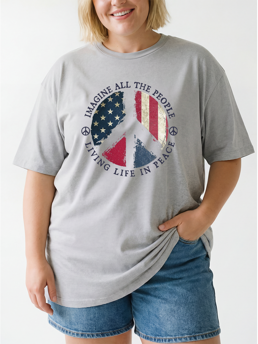 Vintage Peace Sign Oversize Graphic Tee