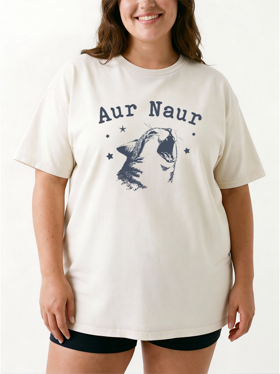 Vintage Aur Naur Cat Oversize Graphic Tee