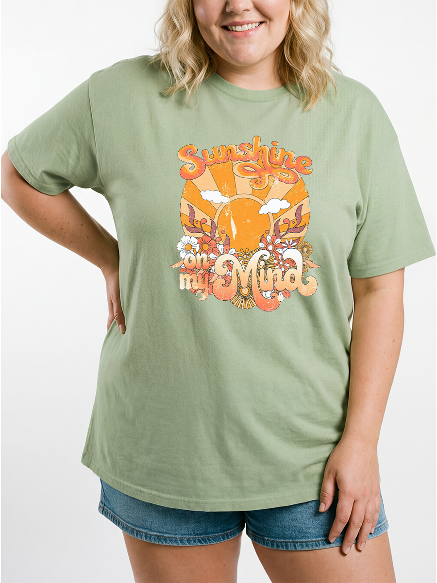 Vintage Sunshine On My Mind Oversize Graphic Tee