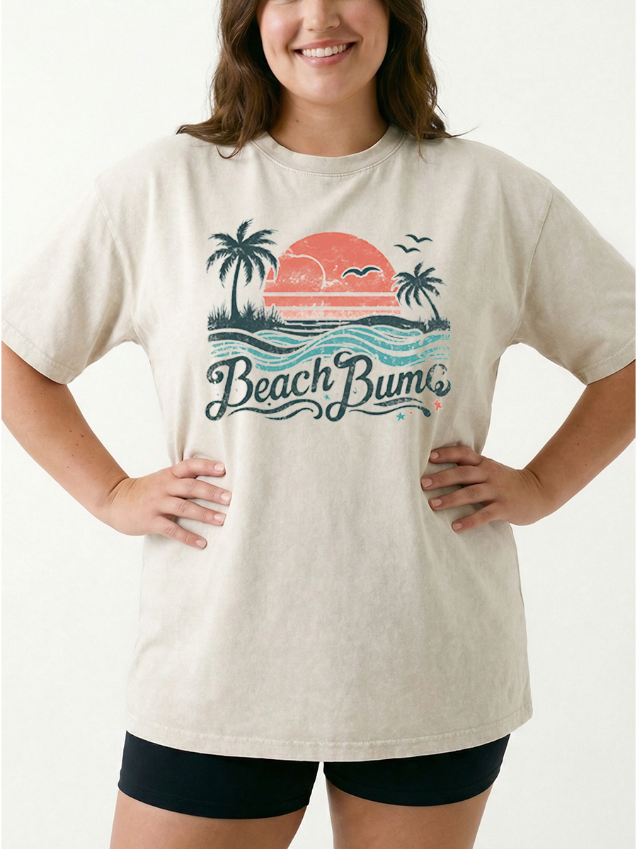 Vintage Retro Summer Beach Bums Washed T-Shirt