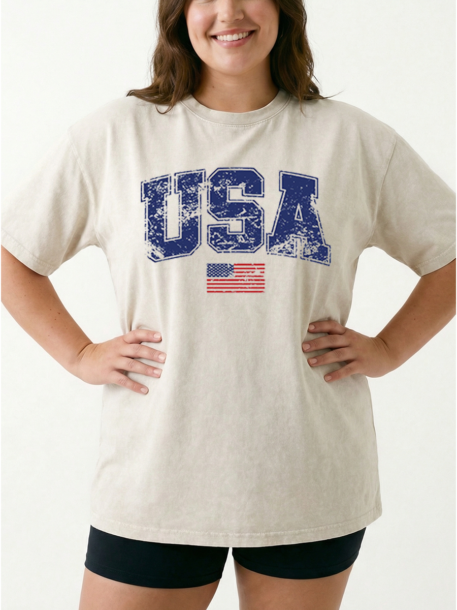 Vintage Retro Usa Washed T-Shirt
