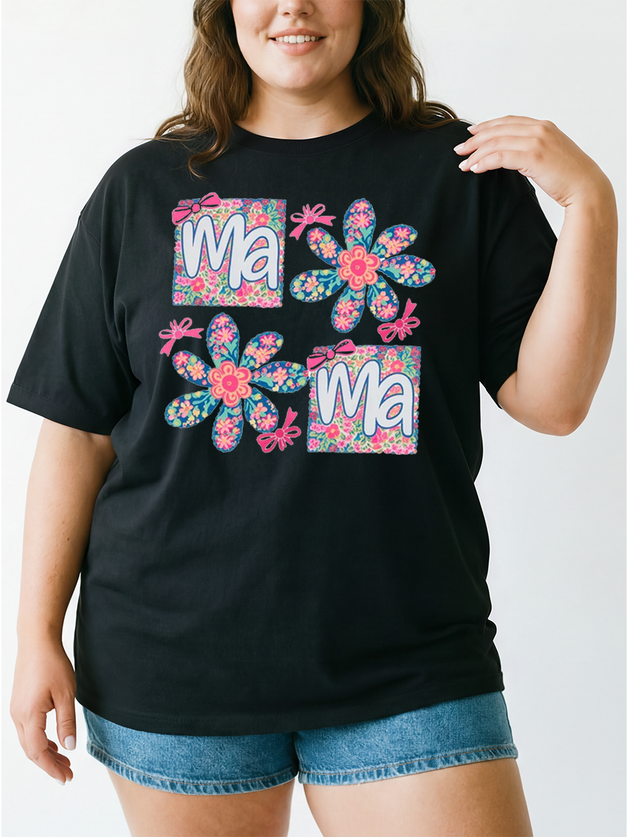 Vintage Flower Mama Oversize Graphic Tee