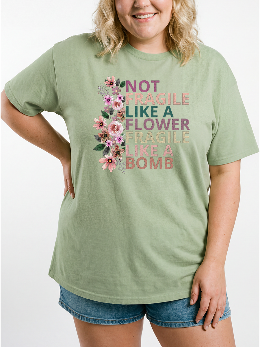 Vintage Floral Feminist Women Power Oversize Graphic Tee