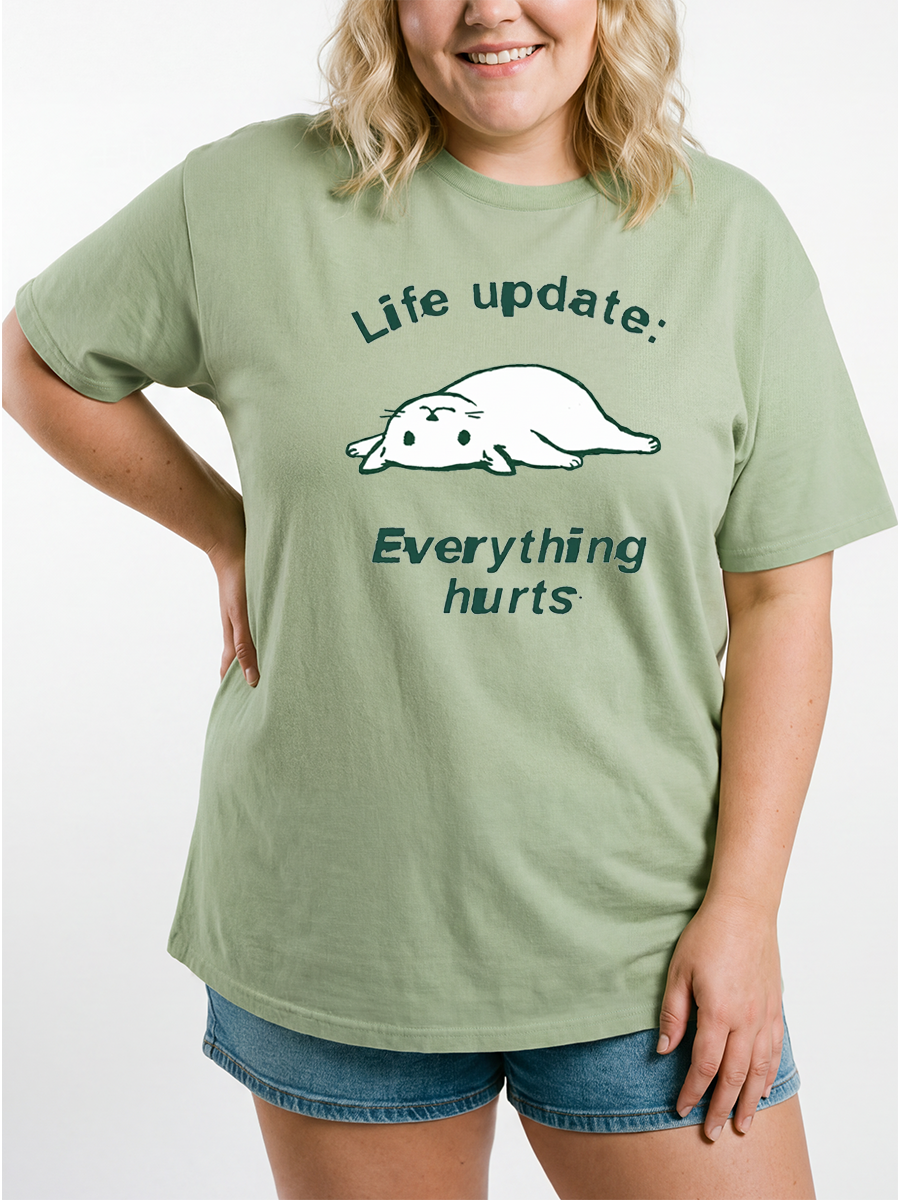 Vintage Life Update Everything Hurts Oversize Graphic Tee