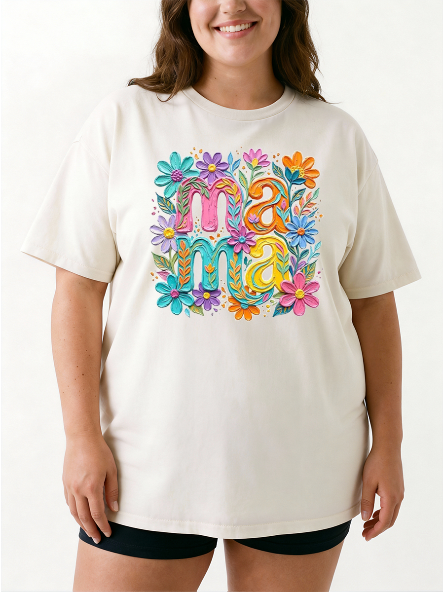 Vintage Floral Mama Oversize Graphic Tee