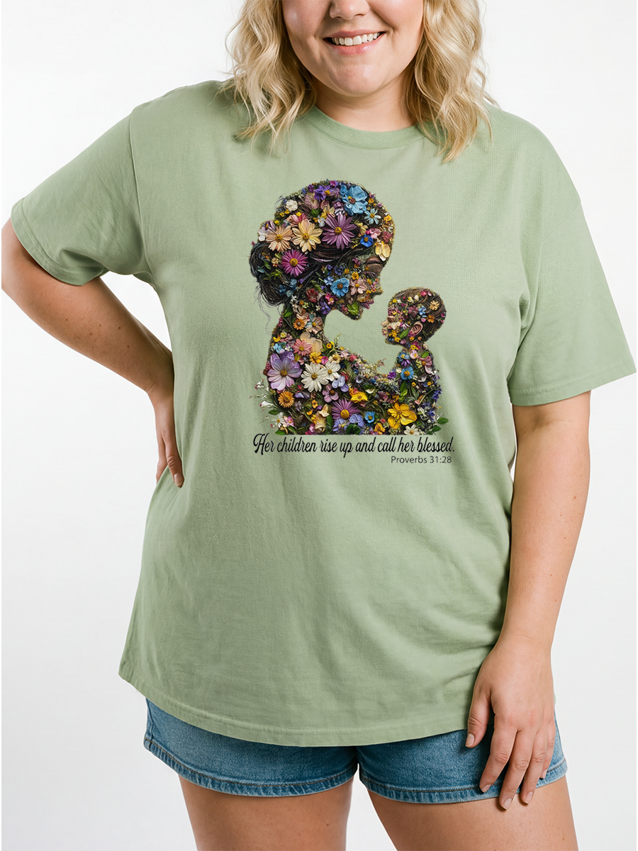 Vintage Floral Christian Mom Oversize Graphic Tee