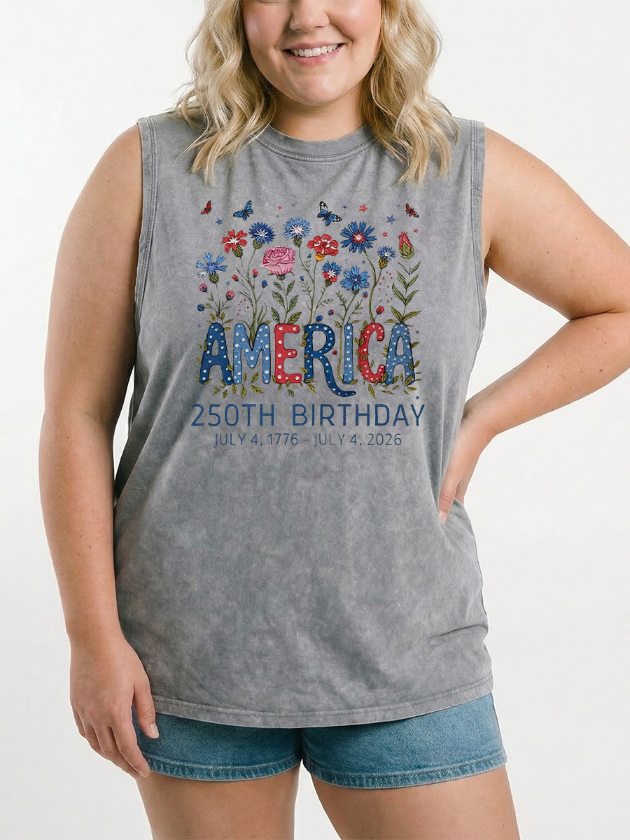 Vintage Floral America 250 Years Washed Tank