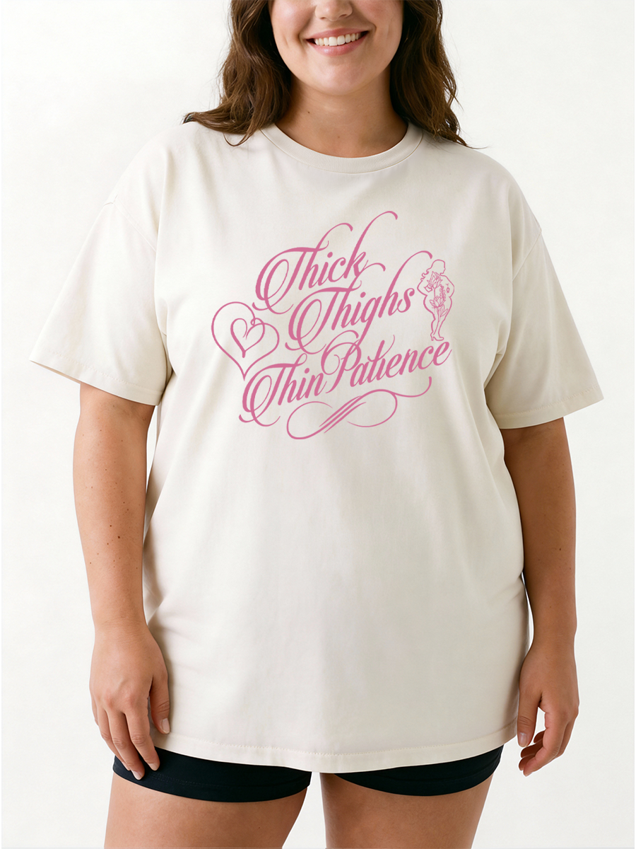 Vintage Thick Thigh Thin Patince Oversize Graphic Tee