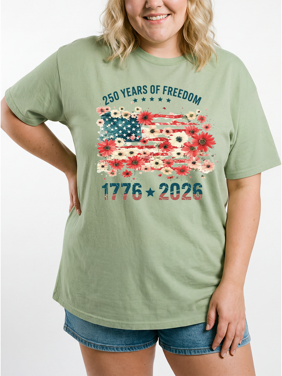 Vintage Usa 250Th Flowers Anniversary Oversize Graphic Tee