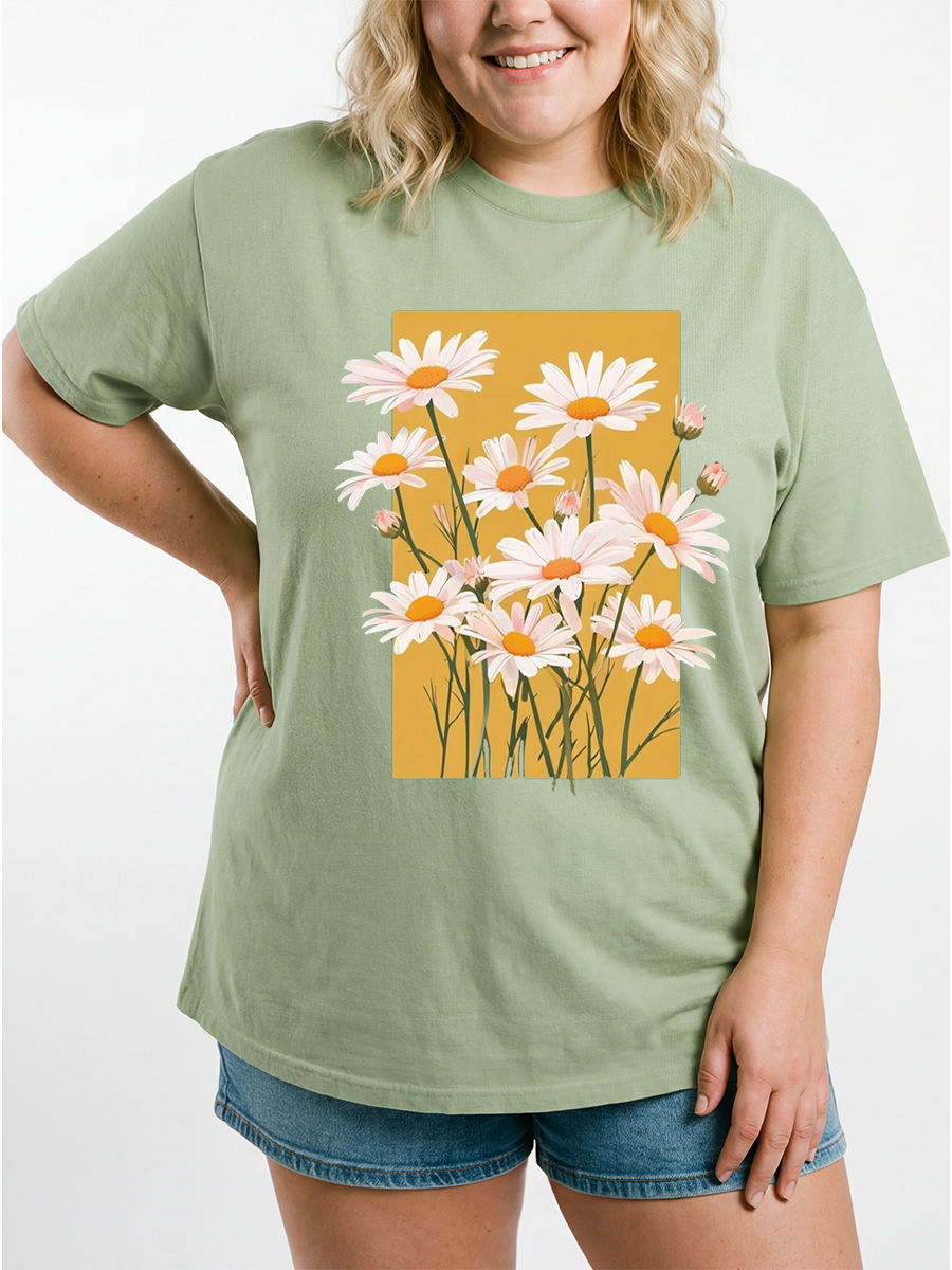 Vintage Boho Daisy Oversize Graphic Tee