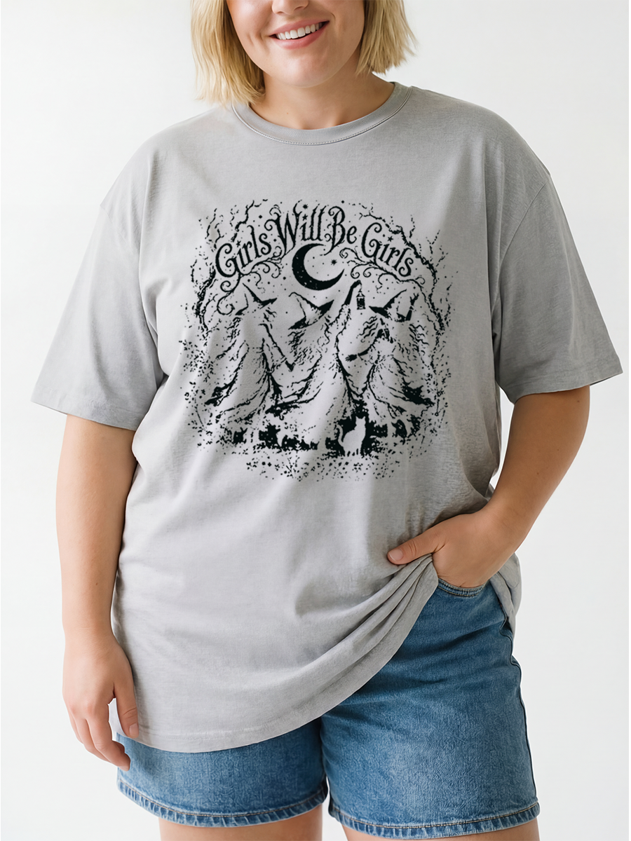 Vintage Halloween Girls Will Be Girls Oversize Graphic Tee