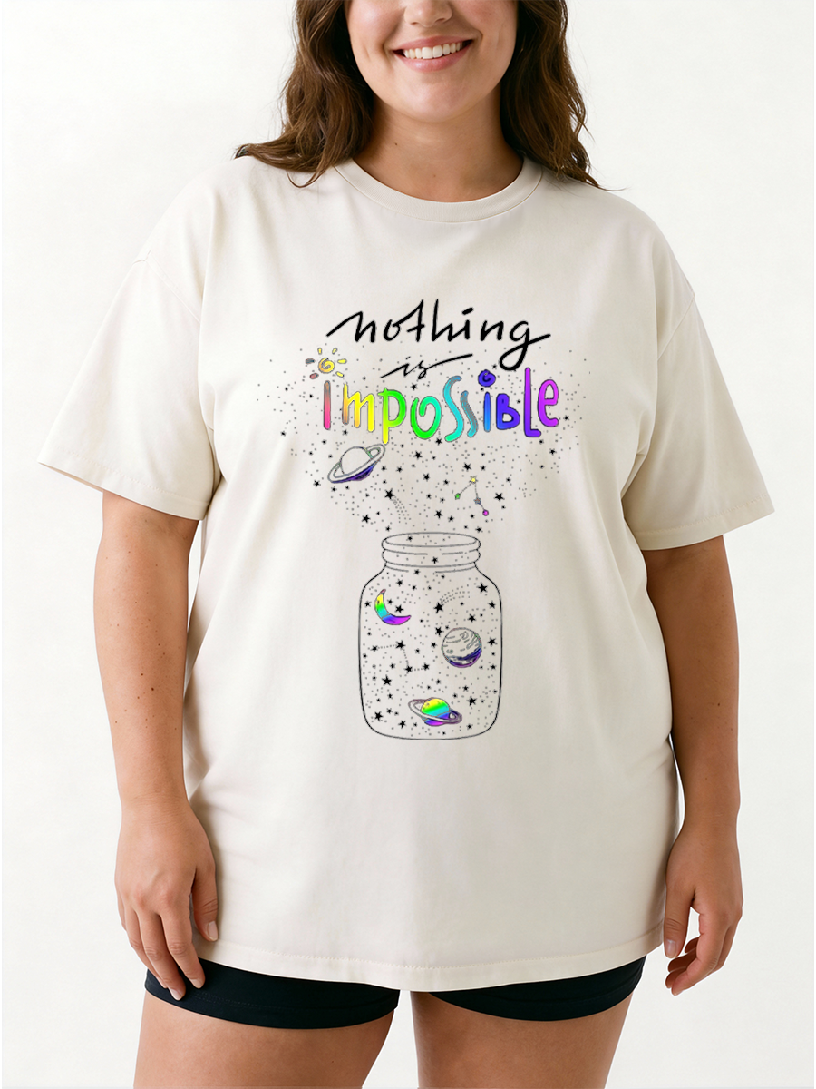 Vintage Nothing Is Impossible Oversize Graphic Tee