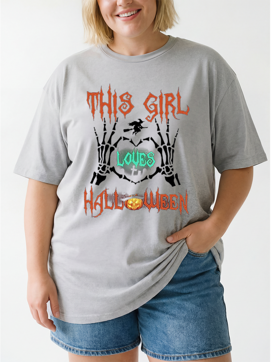 Vintage This Girl Loves Hall🎃Ween Oversize Graphic Tee