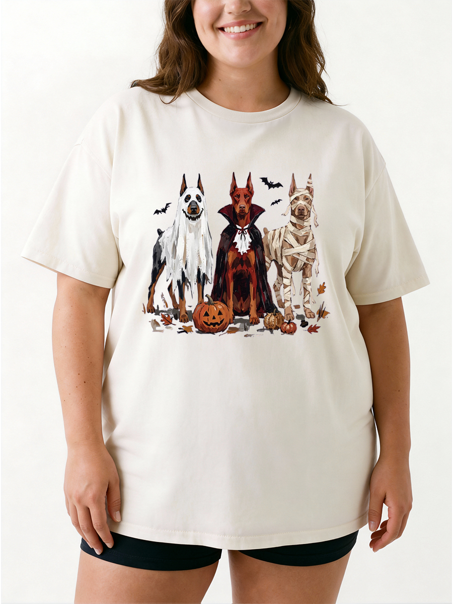 Vintage Doberman Halloween Oversize Graphic Tee