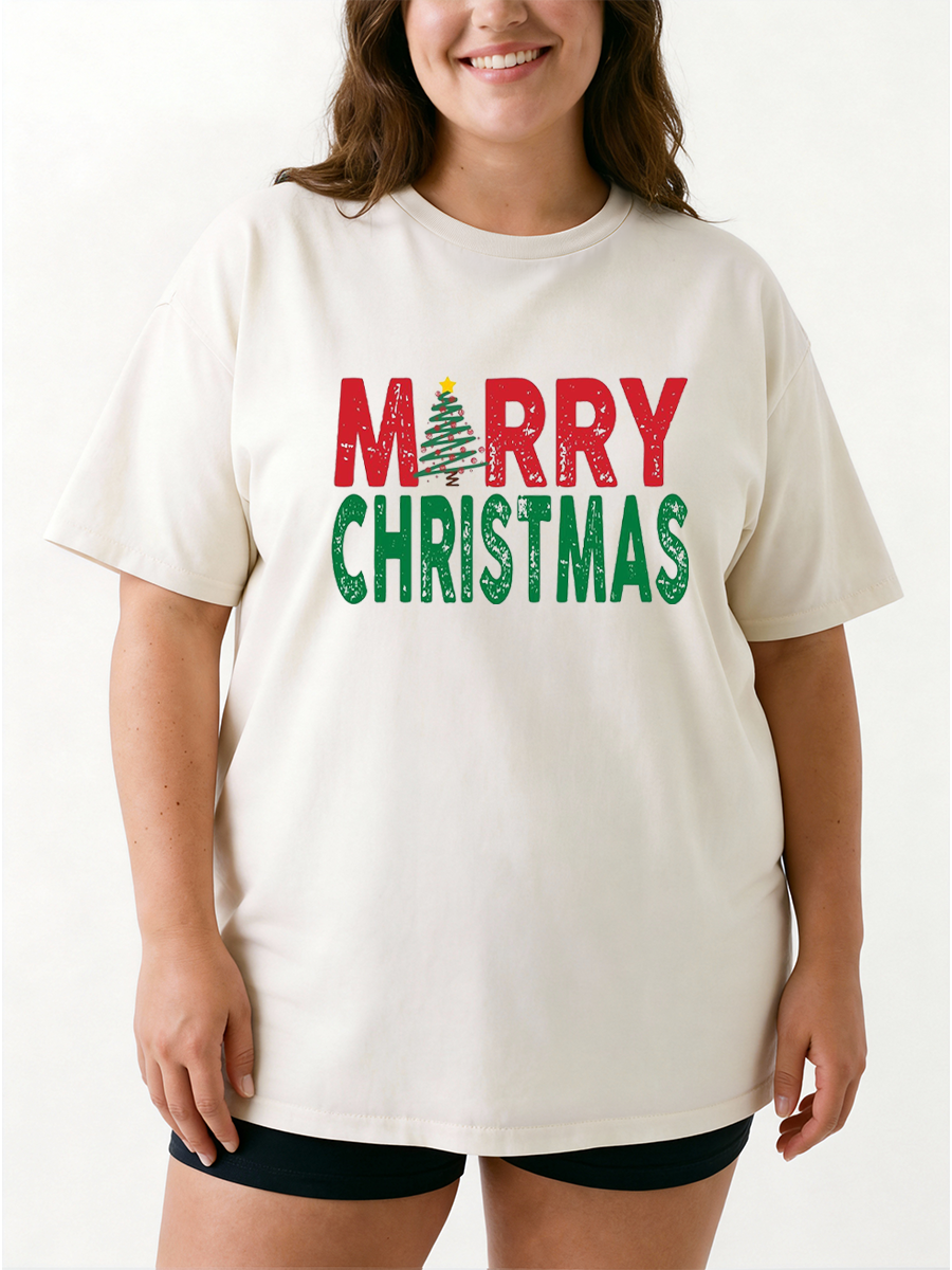 Vintage Merry Christmas Oversize Graphic Tee