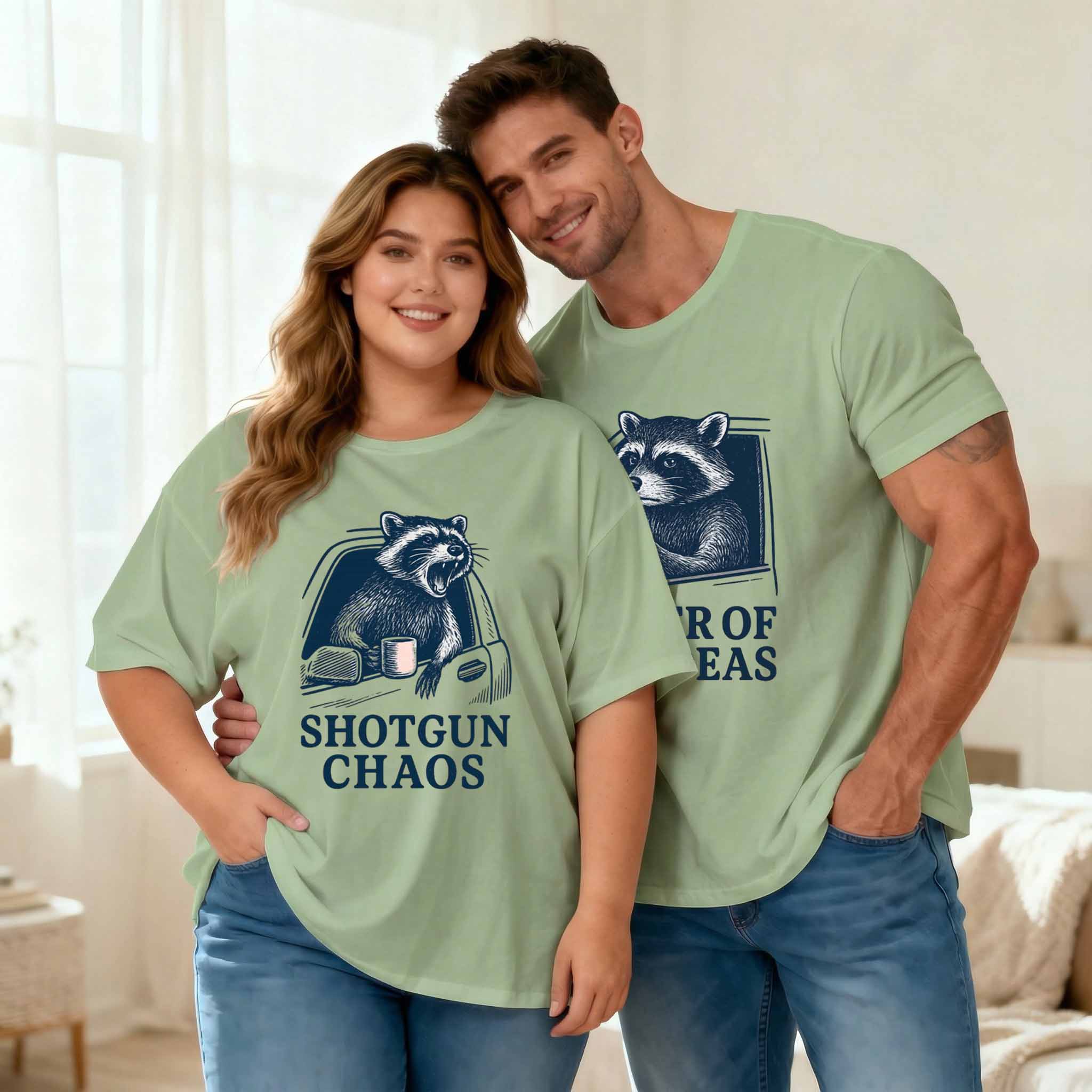 Vintage  Shotgun Chaos & Driver Of Bad Ideas Couple Shirt